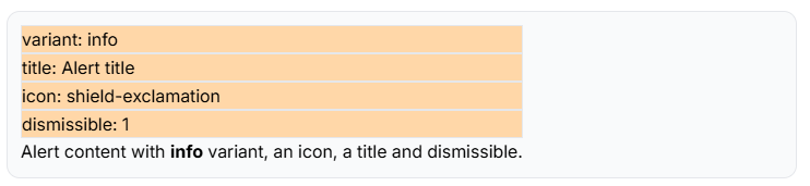 Alert component attributes