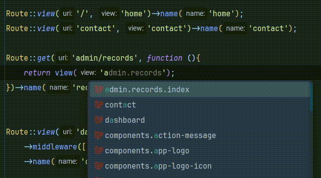 View autocompletion