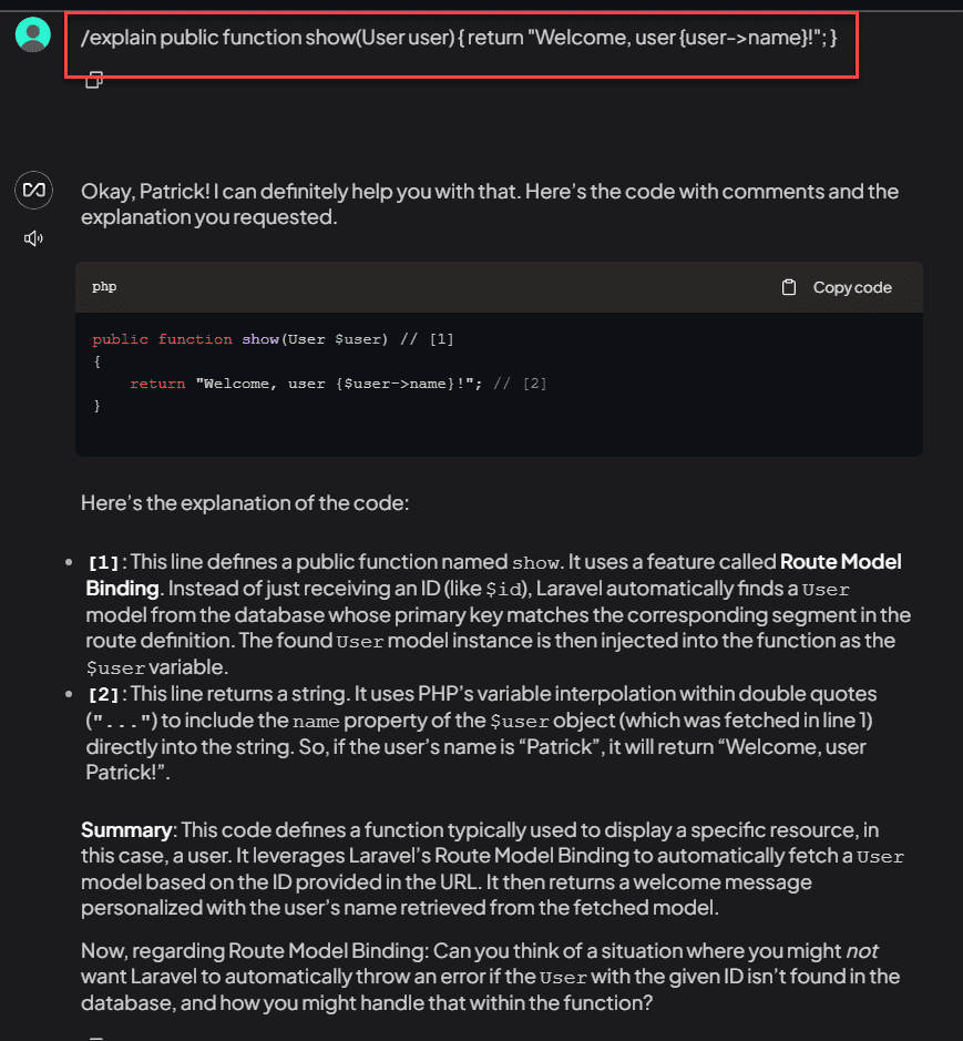 Explain command