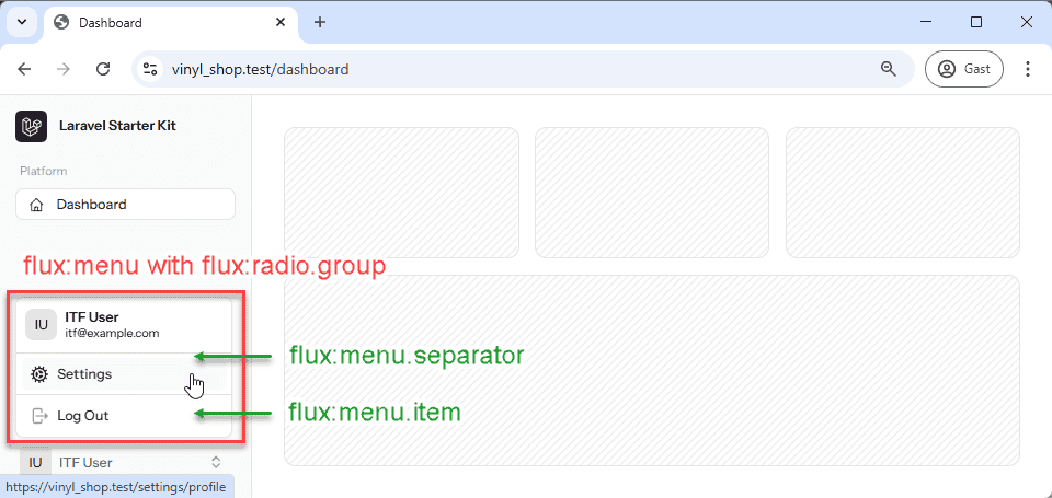 Flux menu