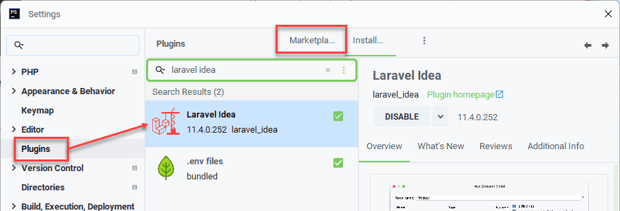 Laravel Idea plugin