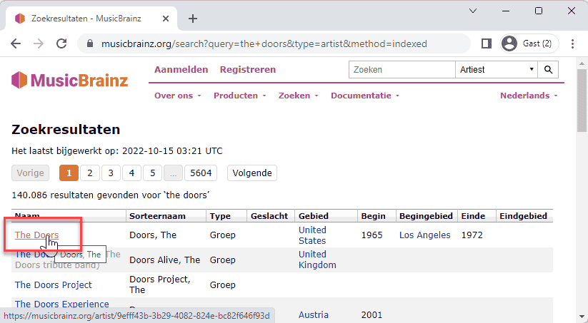 Search artist