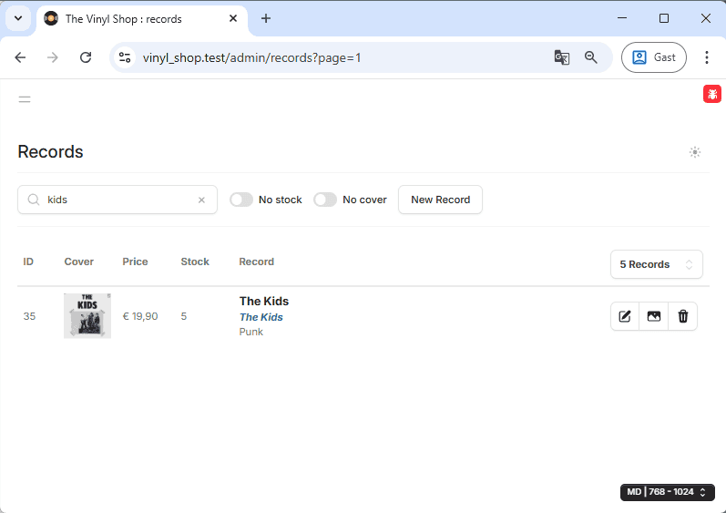 New record on admin page