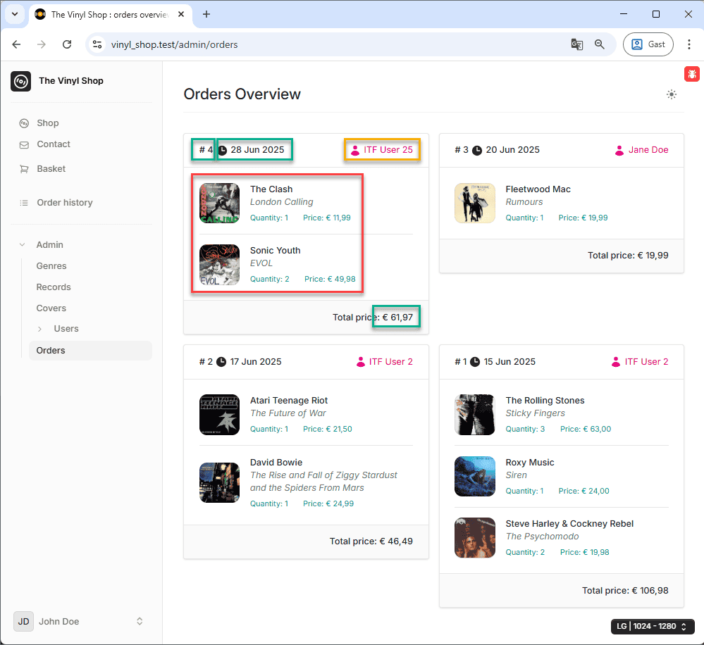orders overview