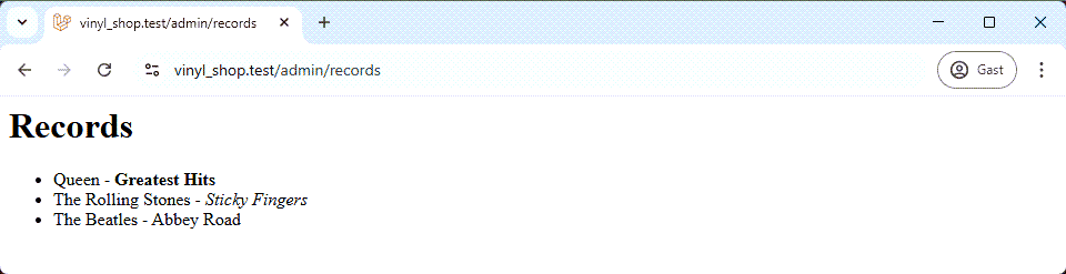Vinyl Shop records view without XSS prevention