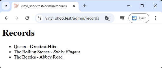 Vinyl Shop records view without XSS prevention