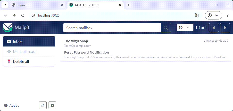 reset password