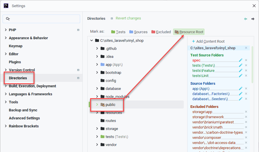 Set public as resource root