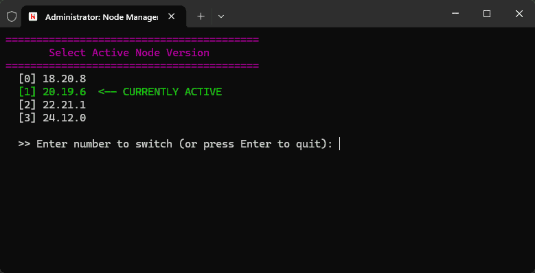 switch between versions